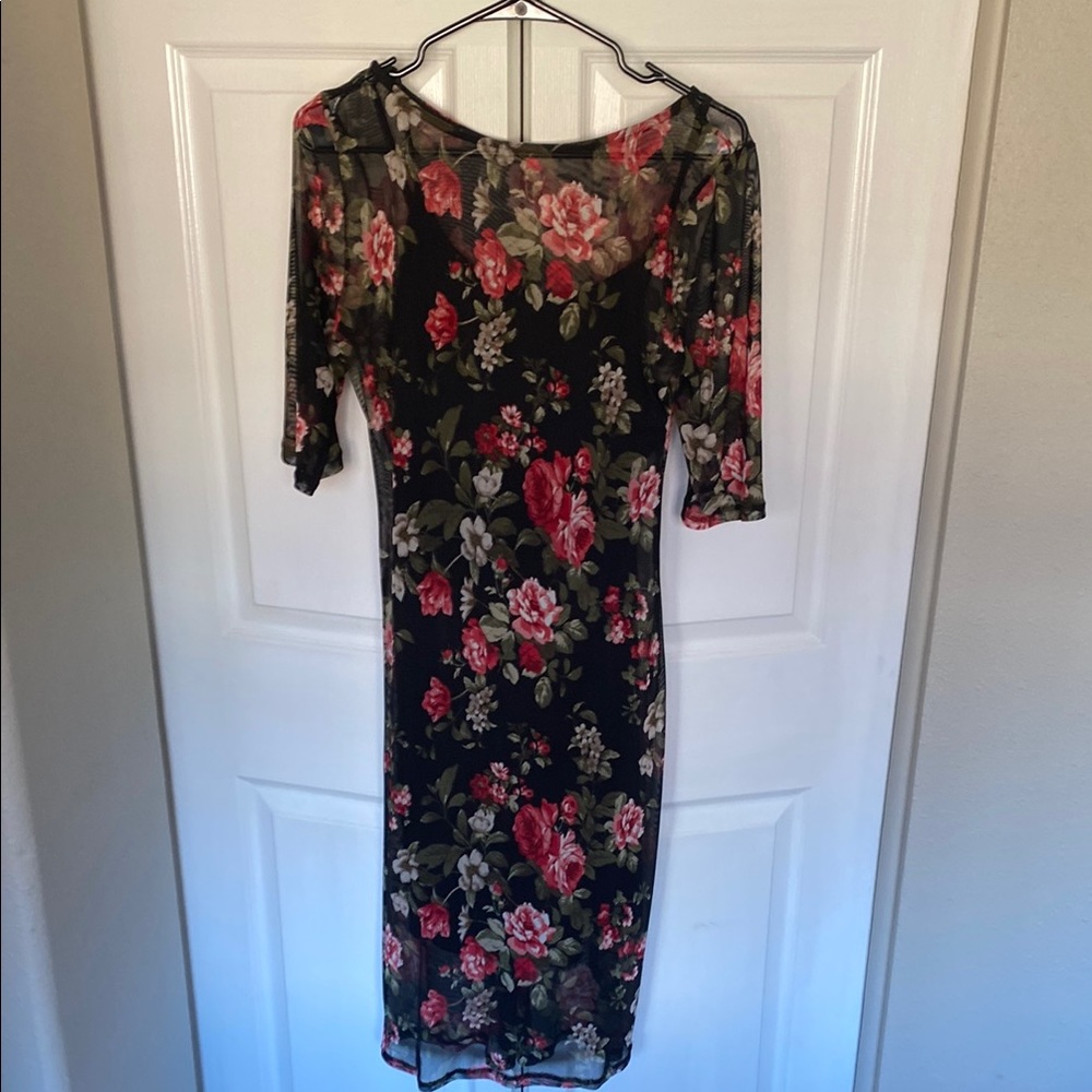 Black sheer rose dress